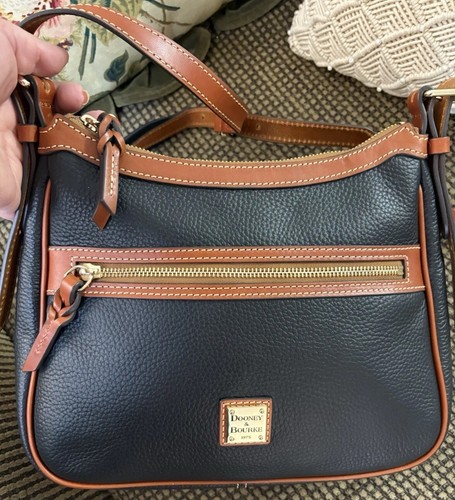Dooney Bourke Black Presley Pebbled Leather Crossbody Shoulder Bag Purse