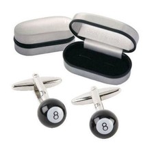 Personalised 8 Ball Pool Cufflinks In Engraved Chrome Case