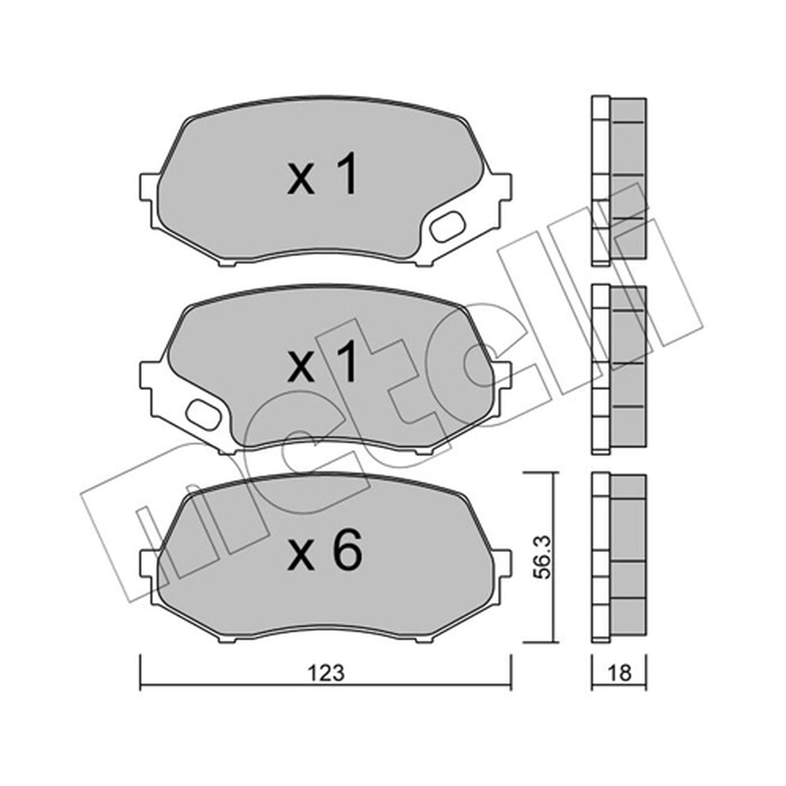 1x ORIGINAL® Metelli 22-0874-0 Bremsbelagsatz, Scheibenbremse Vorne, exkl.