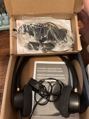Plantronics EncorePro 520 HW520 Over Head Wired Headset and Poly DA85 Adapter