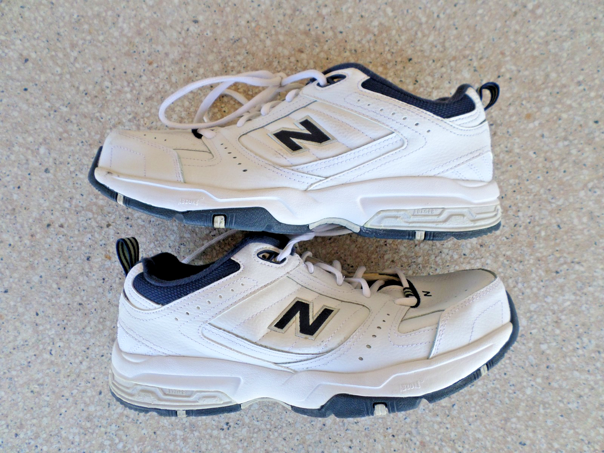 New Balance 608v2 White and Navy Blue Leather Athletic Shoes  display picture 2