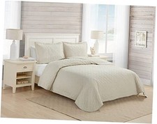 - Quilt Set, Soft Bedding with Matching Shams, Cozy King Chevron Dune Beige
