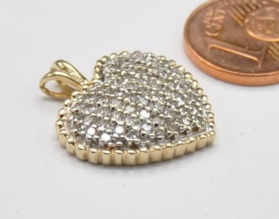 Bi Color Anhänger  Herz 1.00 Carat  65 x Diamant 585 Gold modern