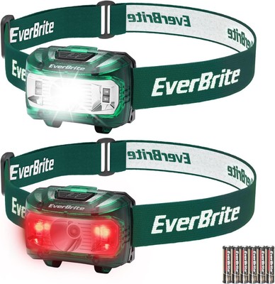 EverBrite Headlamp, 2 Pack Kids Headlamp with Red Light and adjustable, Green 