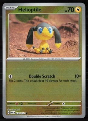 Helioptile 052/132 (Yuka Morii Clay) Reverse Holo ME01: Mega Evolution NM