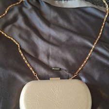 Bulaggi Gold Faux Leather Clutch Bag Satin Lined Detachable Chain Strap
