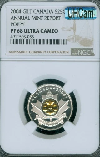 2004 CANADA ANNUAL REPORT GOLD POPPY NGC PF68 UCAM MAC UHCAM & SPOTLESS