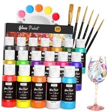 Stained Glass Paint Set - 1oz / 30ml Waterproof - 1 Fl Oz - 18 Colors