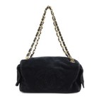 Authentic Chanel Coco Mark Suede Leather Chain Shoulder Bag Black Used F/S
