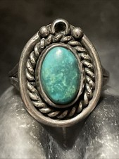 Native American Turquoise  Sterling Silver Split Shank Ring Size 5