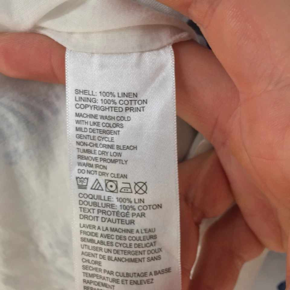 Tommy Bahama Vestido Mujer Talla M Cambio Blanco Azul Geométrico Lino 121364 Foto 4 de 4