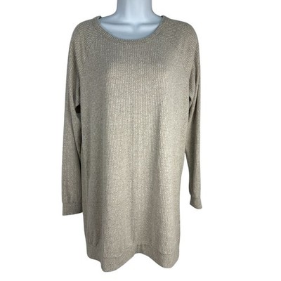 Bobi Los Angeles Womens Ribbed Knit Sweater Tan Blend Size S