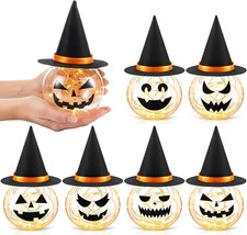 6 Pack Halloween LED Jack O Lantern Table Decor with Witch Hat Plastic Lighted P