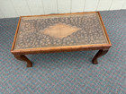 67733 Hand-Carved Coffee Table with Glass Top and Floral Design — photo 4