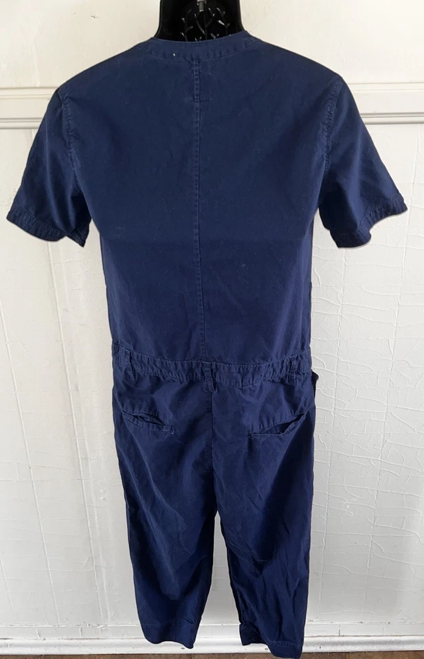 罕见 CROQUIS 日本横面板锅炉服连身裤短工作服海军蓝-尺寸 M — 第 4/4 张图片