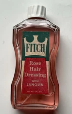 Vintage FITCH Rose Hair Oil Dressing near full Bottle Barber Shop 1950's
