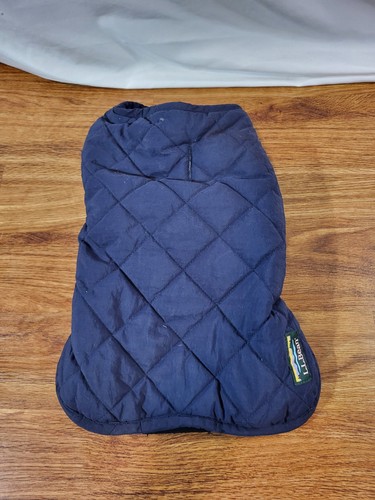 LL Bean Dog Reversible Field Coat M Jacket Navy Blue /Plaid Flannel Cotton