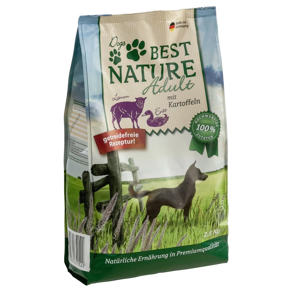Best Nature Adult Trockenfutter für Hunde, 2,5kg - Lamm, Ente und Kartoffeln