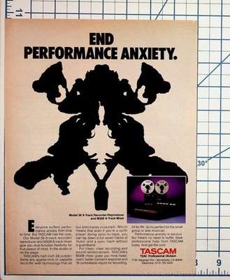 Vintage TASCAM Ad 8-Track Recorder Mixer Rorschach Print 1970s