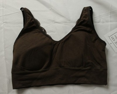 Bra Bar Women's Soft V Neck Lace Bralette NN7 Chive Brown A-DDD NWT