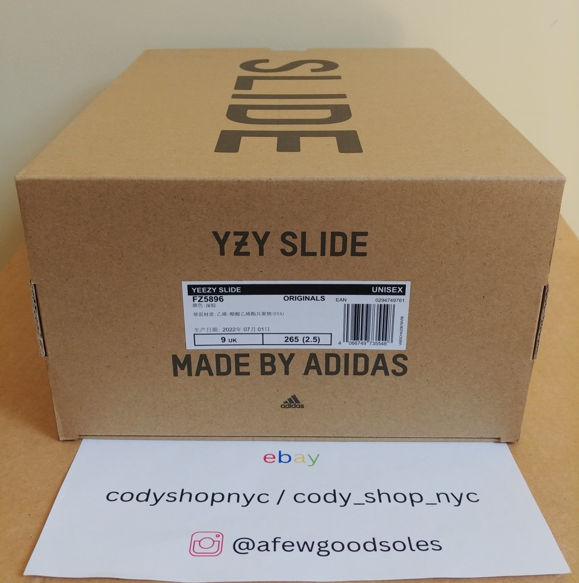 EMPTY SHOE BOX ONLY* Adidas Yeezy Slide Flax Men display picture 1