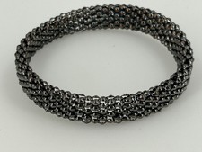 Vintage Mesh Metal Bangle Bracelet Gun Metal 11" Circumference
