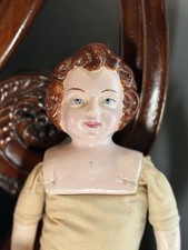 19 Antique Vintage German Style Bisque Porcelain China Head Doll W/Large Head