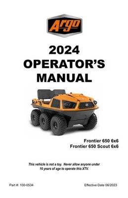 2024 Argo Frontier 650 and 650 Scout 6x6 Maintenance Operator Manual (Reprint)