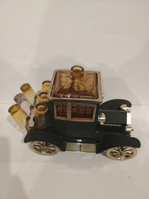 1915 Ford Model T Whiskey Car Bar Amber Decanter & 6 Shot Glass