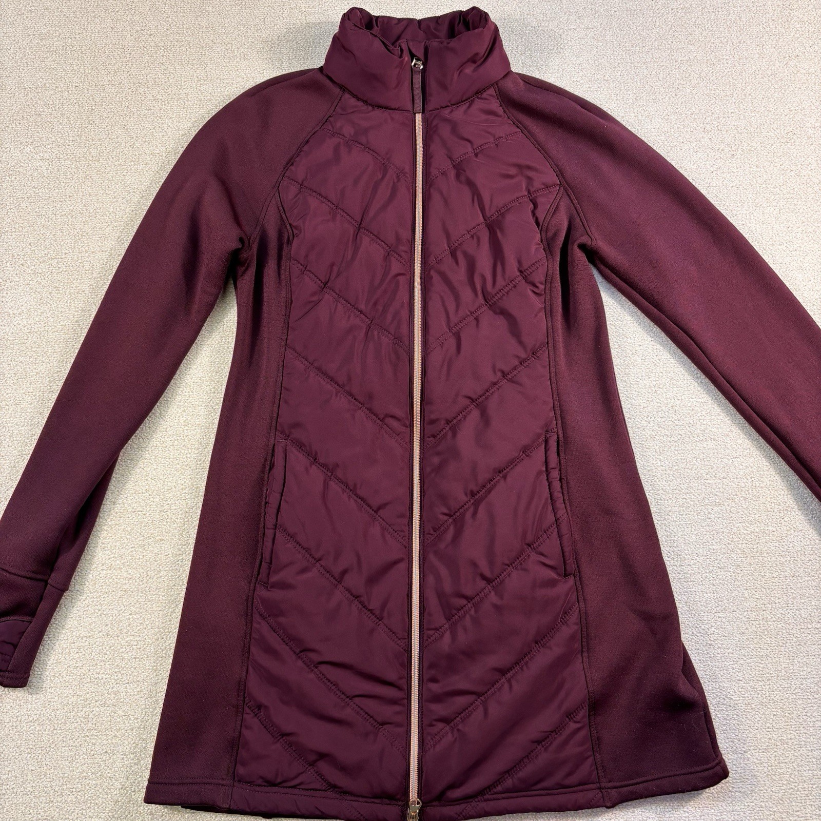 Fila Sport Athletic Walking Full Zip Sweat Jacket Women Small Maroon Fit & Flare