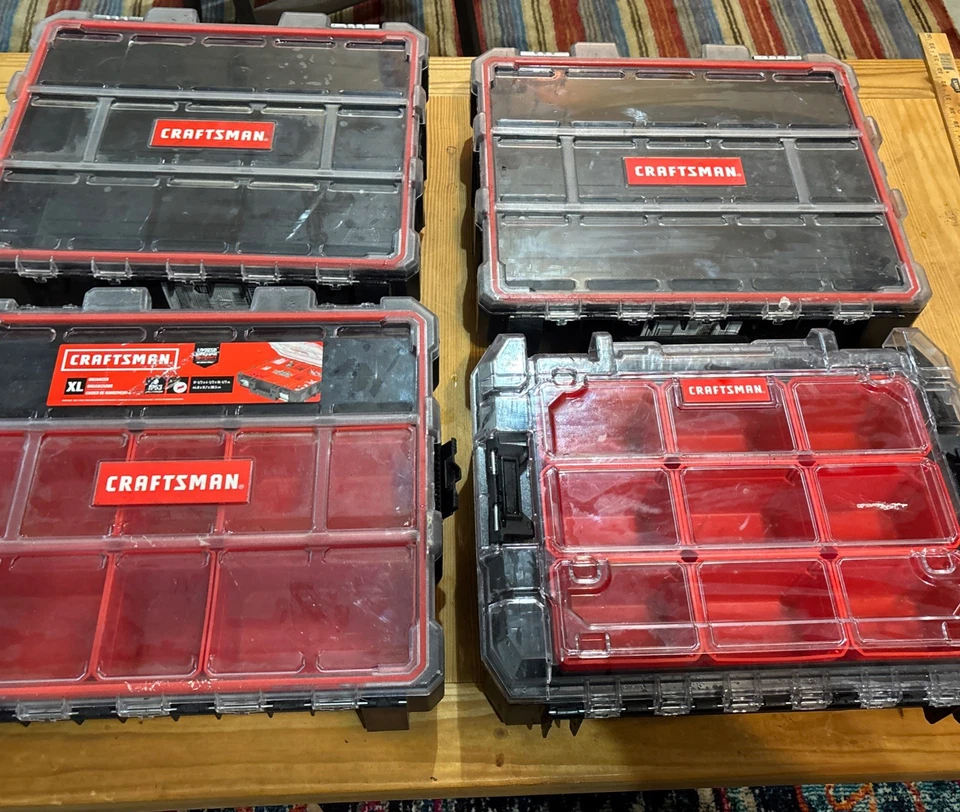 (4)CRAFTSMAN VERSASTACK System 10-Compartment Plastic Small Parts Organizer Red - Image 2 of 4