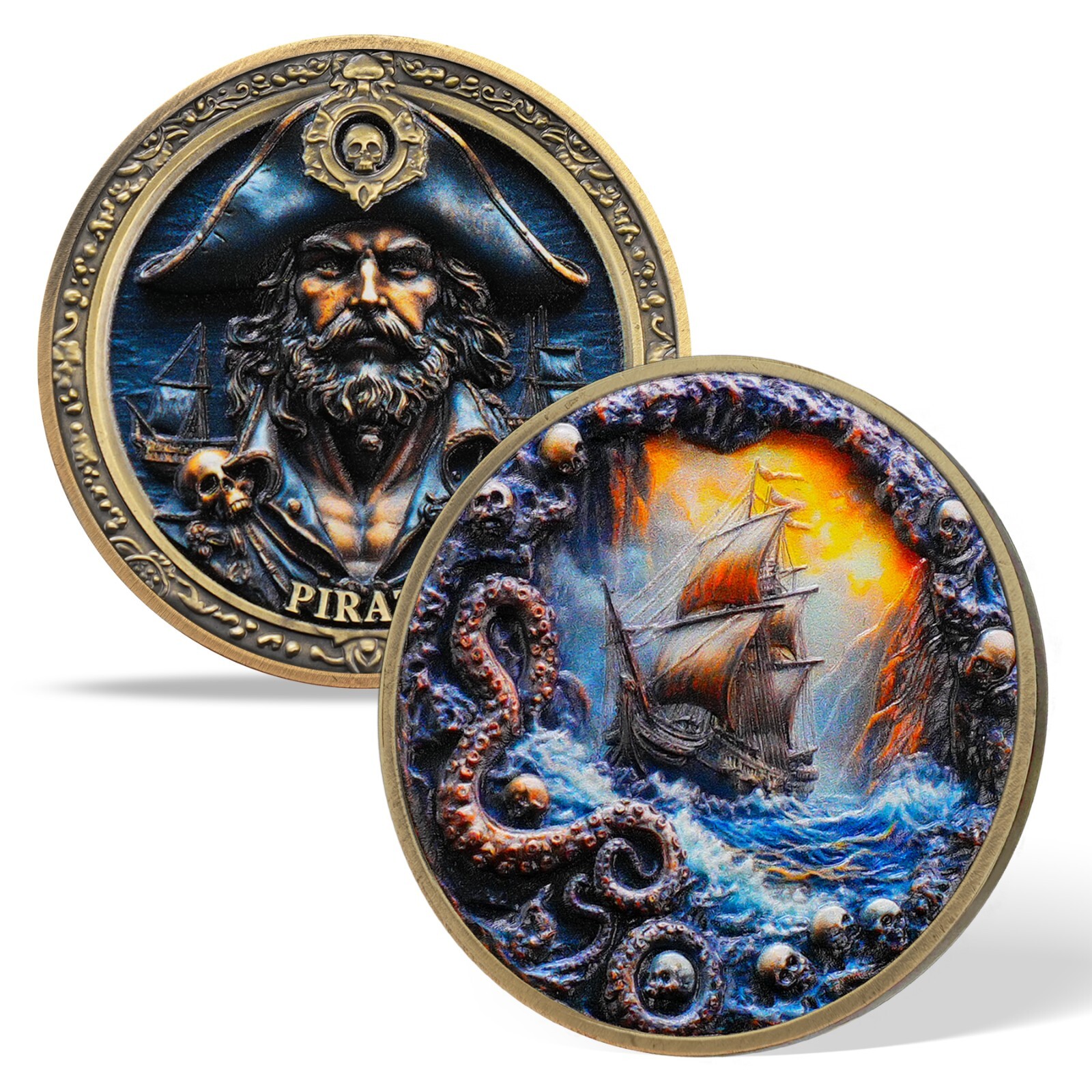 Moneda Desafío Aventura Pirata Coraje Resolver Regalo para Amante y Coleccionista Pirata