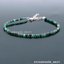 Bracciale in argento sterling 925 con delicati smeraldi 3 mm con pietre prezi...