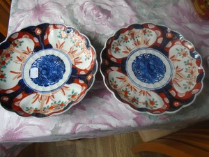 2 x Japanese Imari Dishes/ Plates Meiji Period C 1880 scalloped edges