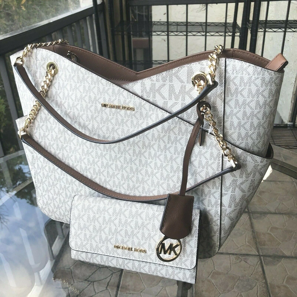 Borsa a tracolla Michael Kors in pelle o PVC borsetta borsetta + portafoglio id trifold - Immagine 4 di 4