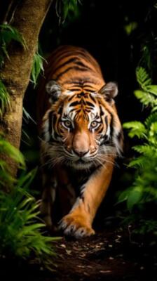 Wandbild: Sumatra-Tiger im Wald. (Panthera tigris altaica) (212593397)