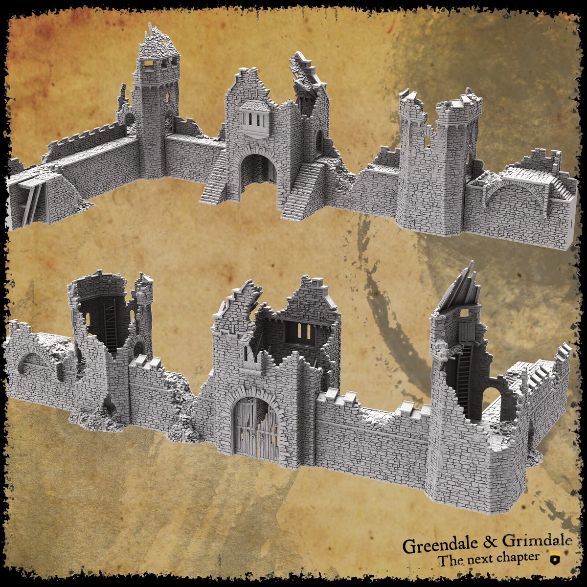 Grimdale Modular Ruined Fortress 28mm Castle Terrain D&D Mordheim