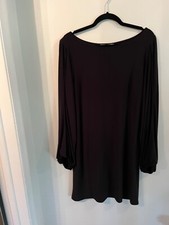 Laundry Open Slit Sleeve Shift Black Dress Womens Size M