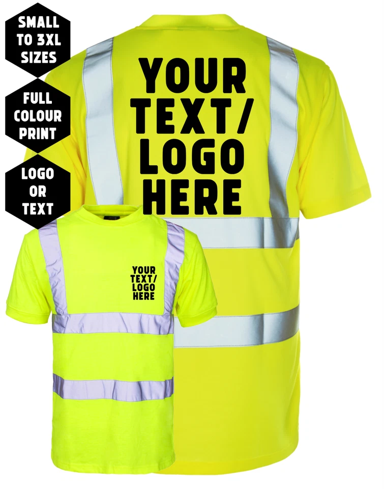CORPORATE TOGS Personalised Custom Printed Hi Viz High Vis Safety T-Shirt Yellow