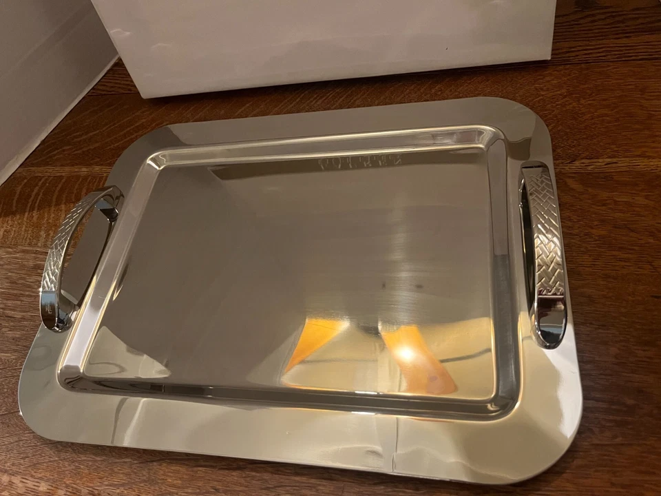 New Ralph Lauren Equestrian Braid Bar Tray 17" Stainless Steel NIB - Image 3 of 4