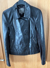 Muubaa Black Real Crinkle Leather Biker Style Zip Jacket Uk 10 Us 6 Eu 38 £445