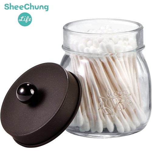 4 Pack Apothecary Jars Bathroom Organizers Qtip Holders for Cottons Floss Balls - Picture 7 of 7