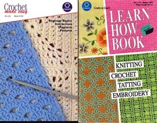 Learn How to Knit Crochet Tatting Embroidery Lot of 2 Booklets