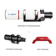 SVBONY SV550 80mm Telescope Refractor Triplet APO+ Handle Bar + 60mm Guide Scope