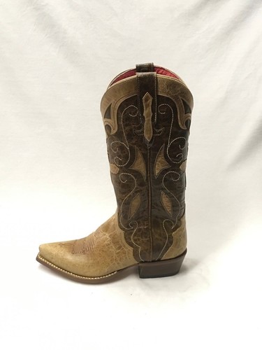 Ladies Macie Bean Boots-Tan & Brown w/Cross, Style M8030 - Picture 4 of 4