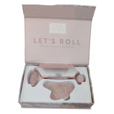 June Berry Beauty Gemstone Facial Roller, Gua Sha Tool Set Pink Rose Quartz