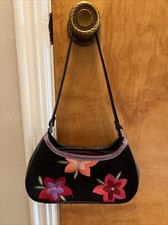 Liz Claiborne Black Floral Clutch Purse