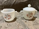 Vintage Anchor Hocking Fire King Fleurette Pattern Sugar and Creamer Set