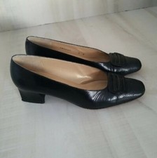 Vintage Stuart Weitzman Shoes Dress Black Square Toe Block Heel Size 8N