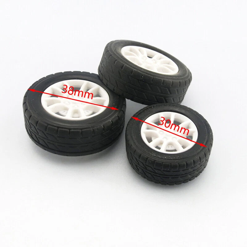30/38mm RC Modellbau Räder Gummi Reifen Kunststoff Radnaben Auto Modell DIY 1:20 - Bild 2 von 4